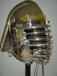 Stainless English Pot Helm shown with optional Brass Coronet